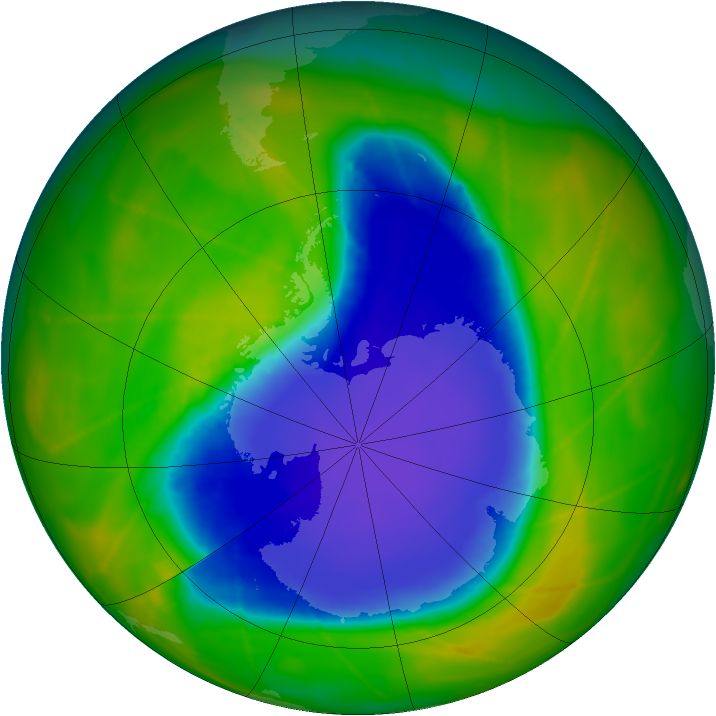 Antarctic ozone map for 06 November 2009